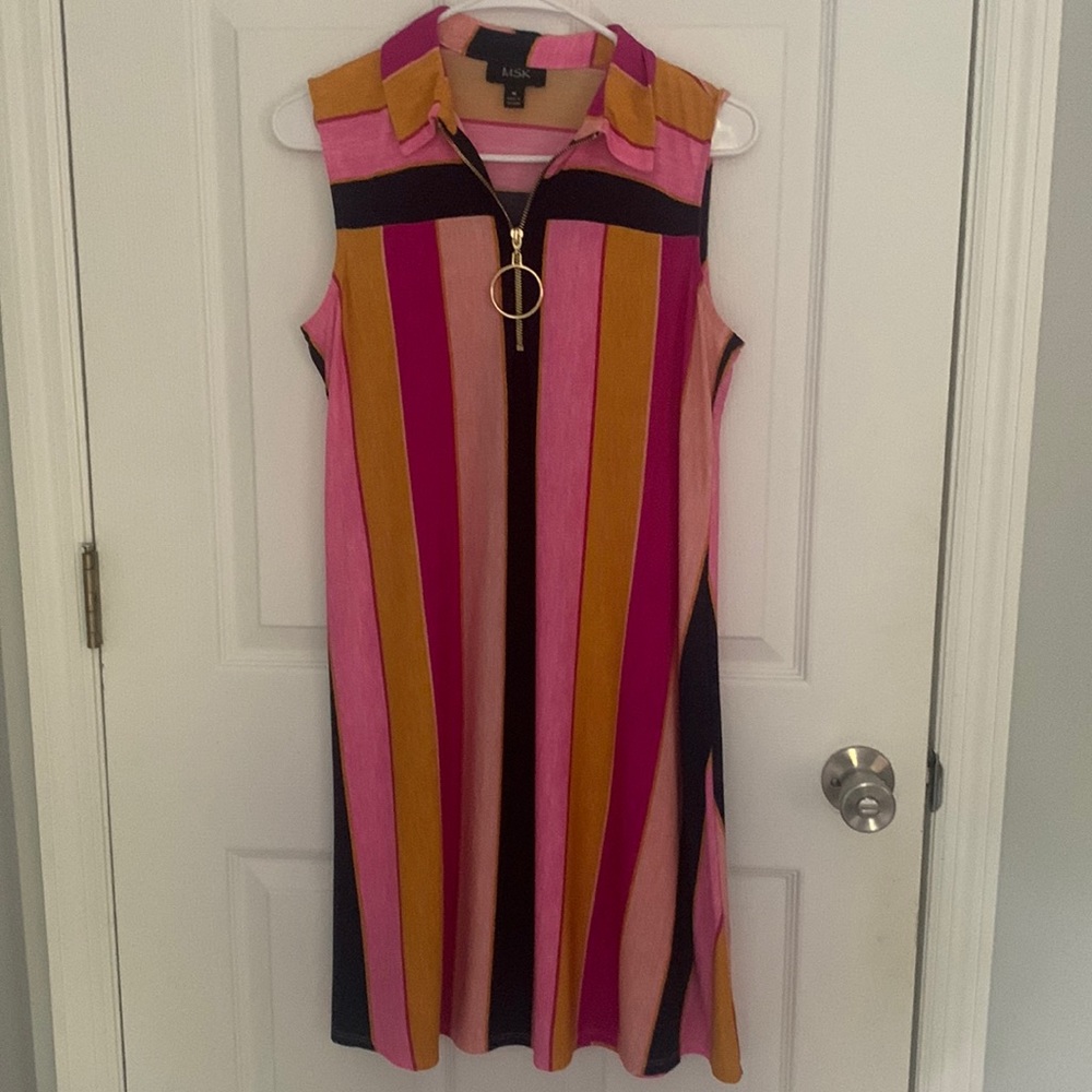 MSK sleeveless striped womens Medium dress